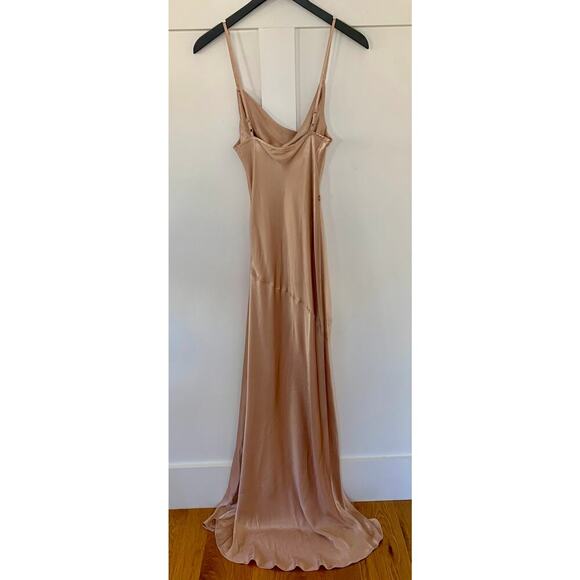 Shona Joy La Lune Bias Maxi Dress in Desert Rose Size 4 Cowl Neck Front Split - Picture 3 of 9